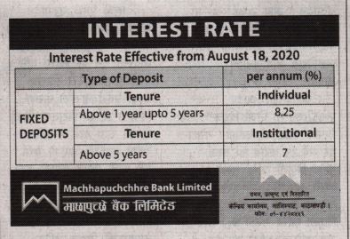 Fixed deposit rate change published on 18 August 2020